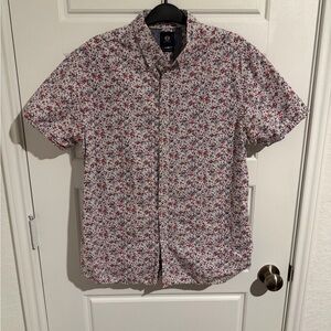 Men's Casual Floral Shirt - Red and Blue